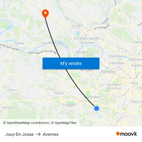 Jouy-En-Josas to Avernes map