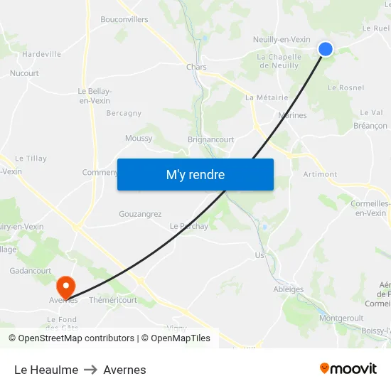 Le Heaulme to Avernes map