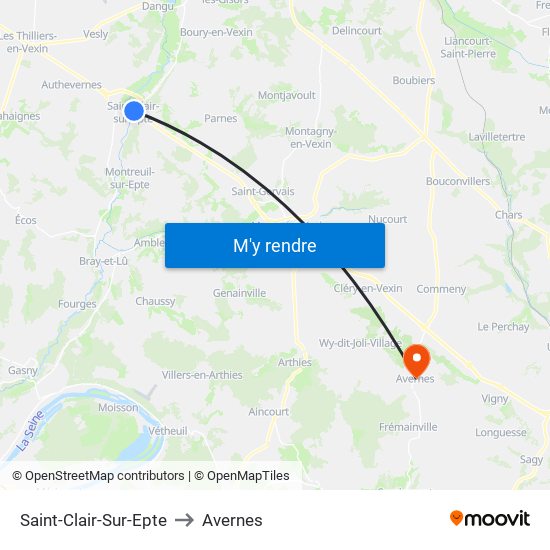 Saint-Clair-Sur-Epte to Avernes map