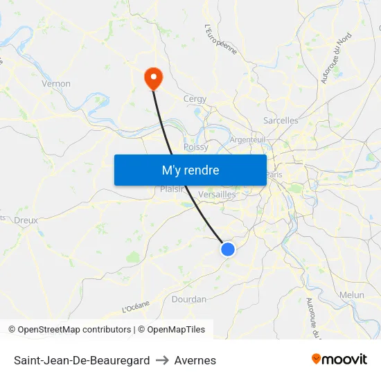 Saint-Jean-De-Beauregard to Avernes map