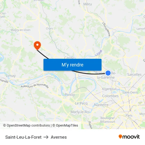 Saint-Leu-La-Foret to Avernes map