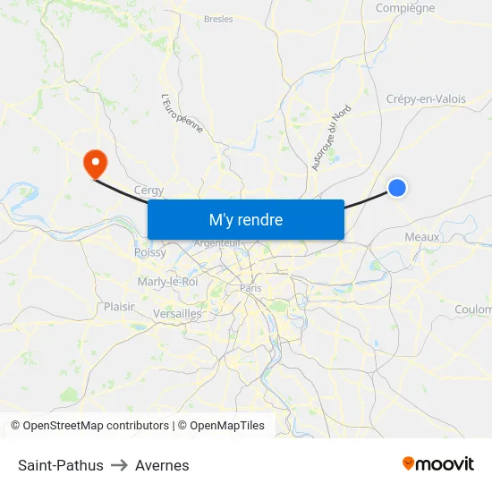 Saint-Pathus to Avernes map