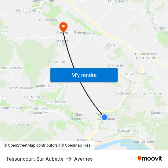 Tessancourt-Sur-Aubette to Avernes map