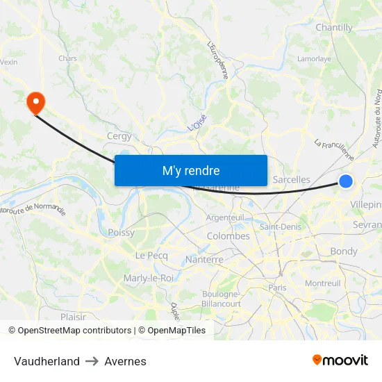 Vaudherland to Avernes map