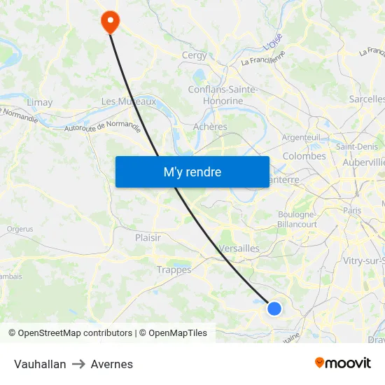 Vauhallan to Avernes map