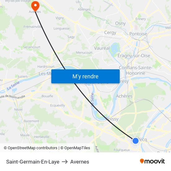 Saint-Germain-En-Laye to Avernes map