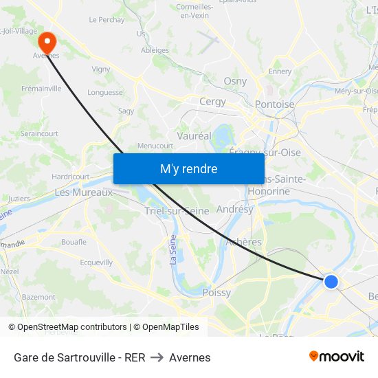 Gare de Sartrouville - RER to Avernes map