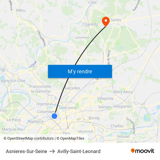 Asnieres-Sur-Seine to Avilly-Saint-Leonard map