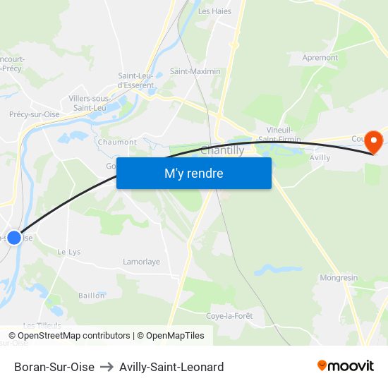 Boran-Sur-Oise to Avilly-Saint-Leonard map