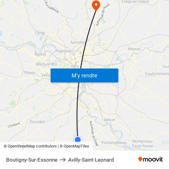 Boutigny-Sur-Essonne to Avilly-Saint-Leonard map