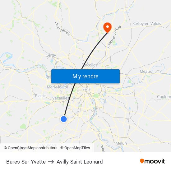 Bures-Sur-Yvette to Avilly-Saint-Leonard map
