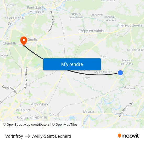 Varinfroy to Avilly-Saint-Leonard map