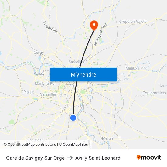 Gare de Savigny-Sur-Orge to Avilly-Saint-Leonard map