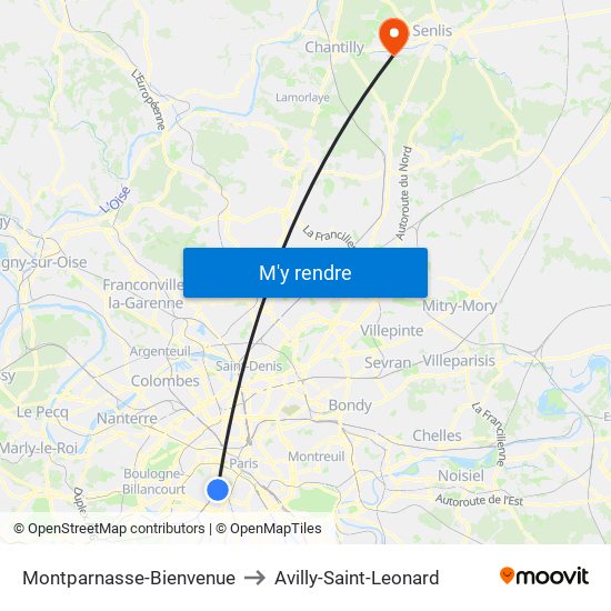 Montparnasse-Bienvenue to Avilly-Saint-Leonard map