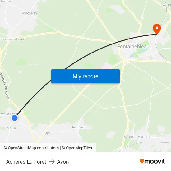Acheres-La-Foret to Avon map