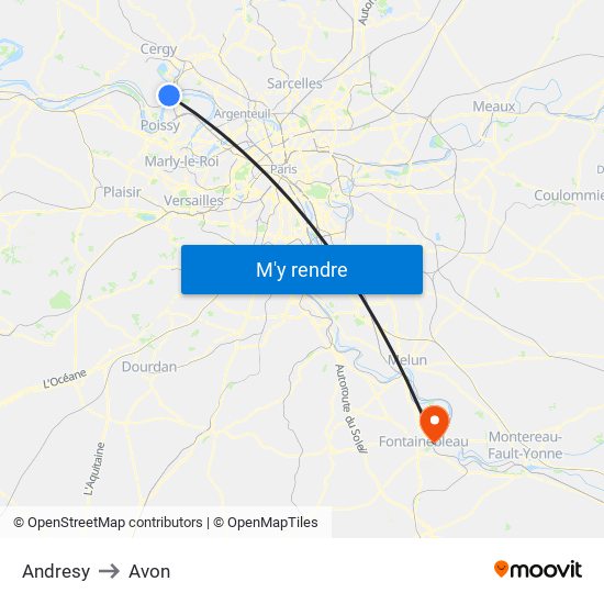 Andresy to Avon map