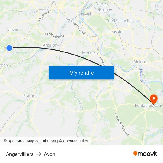 Angervilliers to Avon map