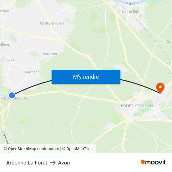 Arbonne-La-Foret to Avon map