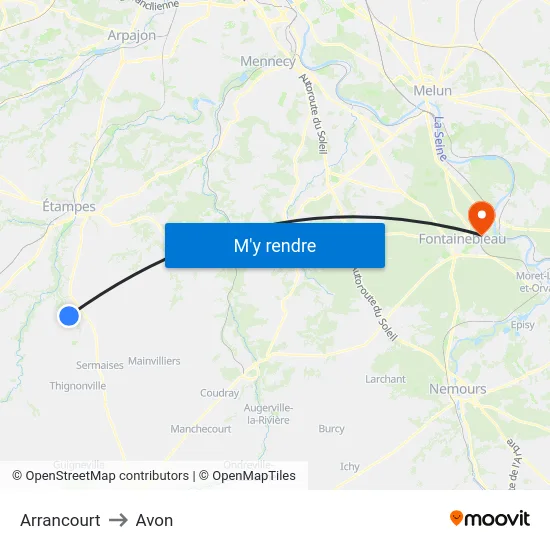 Arrancourt to Avon map