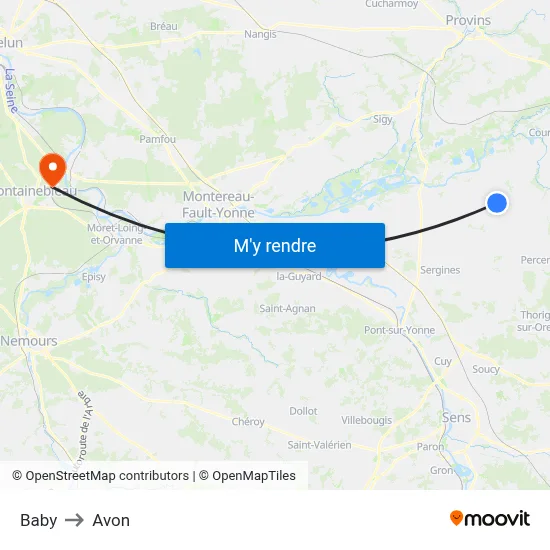 Baby to Avon map