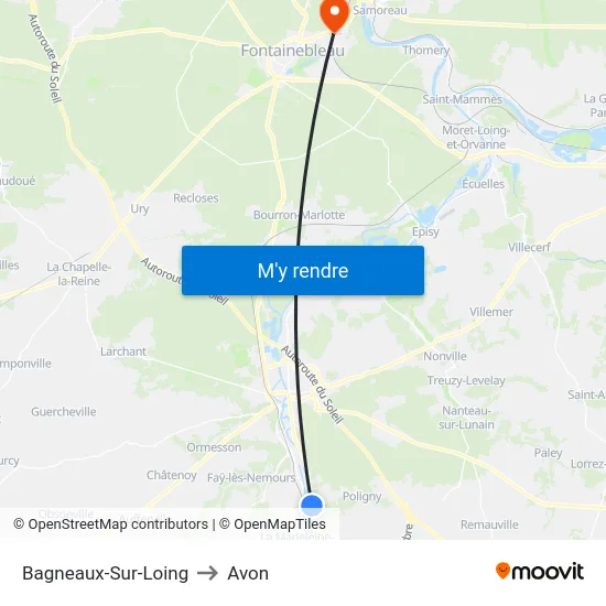 Bagneaux-Sur-Loing to Avon map