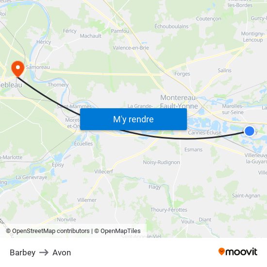 Barbey to Avon map