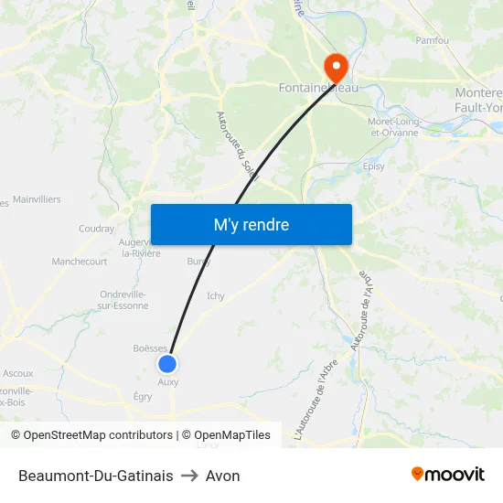 Beaumont-Du-Gatinais to Avon map