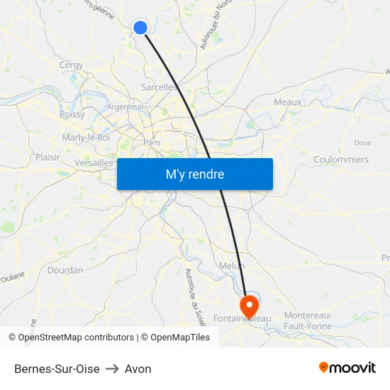 Bernes-Sur-Oise to Avon map