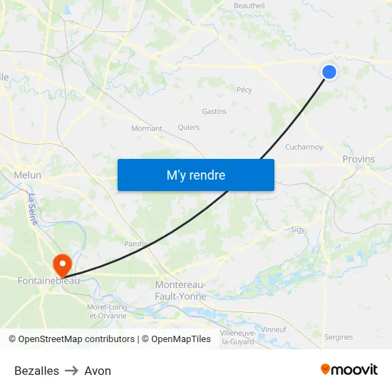 Bezalles to Avon map