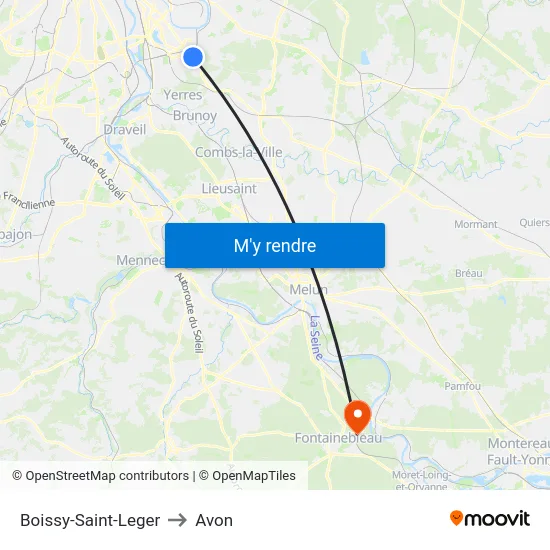 Boissy-Saint-Leger to Avon map