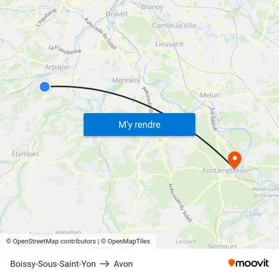 Boissy-Sous-Saint-Yon to Avon map