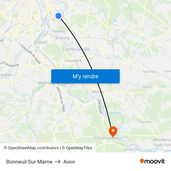 Bonneuil-Sur-Marne to Avon map