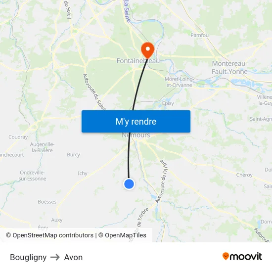 Bougligny to Avon map