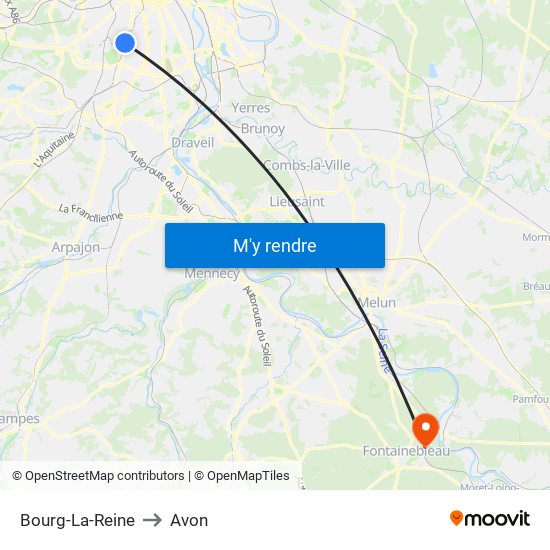 Bourg-La-Reine to Avon map