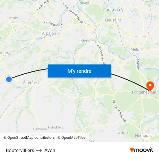 Boutervilliers to Avon map