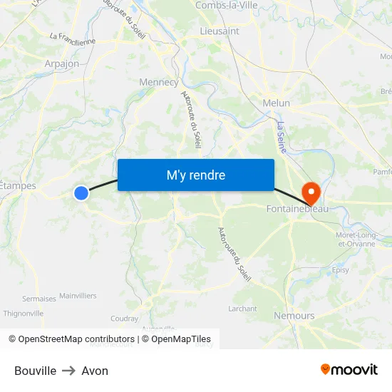 Bouville to Avon map