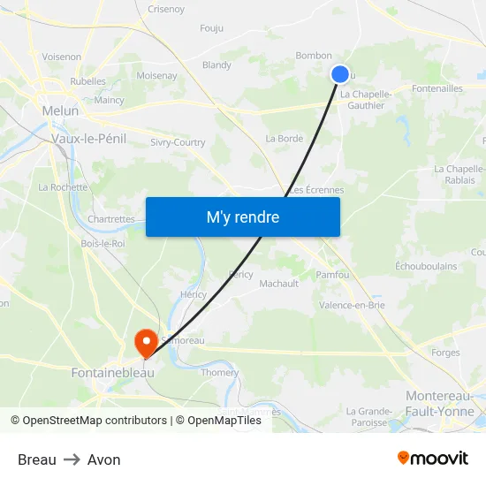 Breau to Avon map