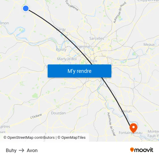 Buhy to Avon map