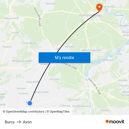 Burcy to Avon map