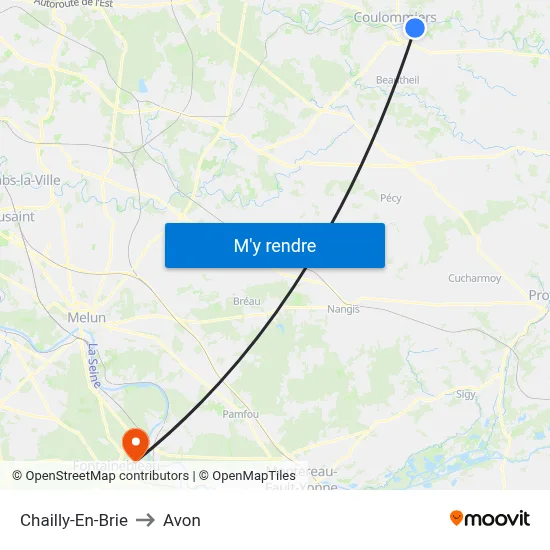 Chailly-En-Brie to Avon map
