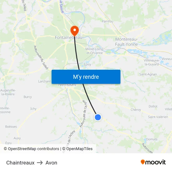 Chaintreaux to Avon map