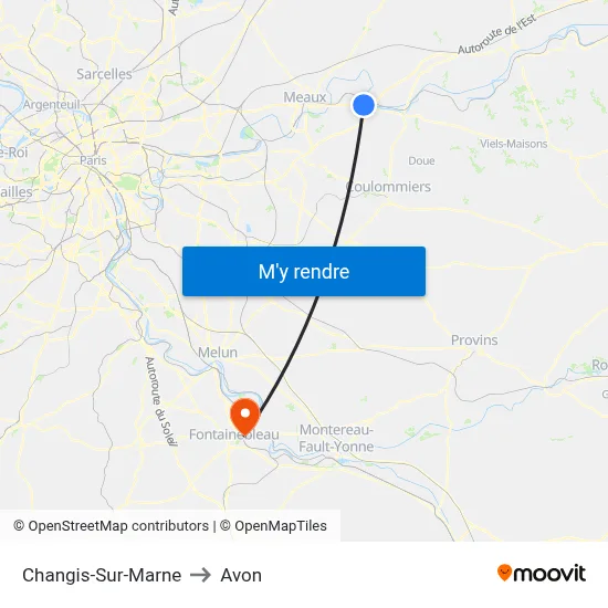 Changis-Sur-Marne to Avon map