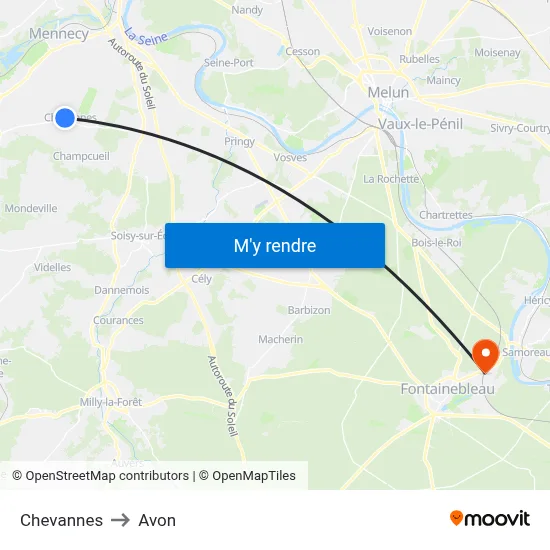 Chevannes to Avon map