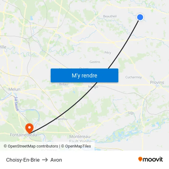 Choisy-En-Brie to Avon map
