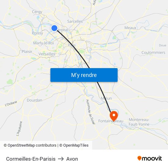 Cormeilles-En-Parisis to Avon map