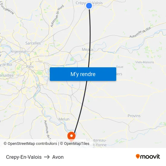 Crepy-En-Valois to Avon map