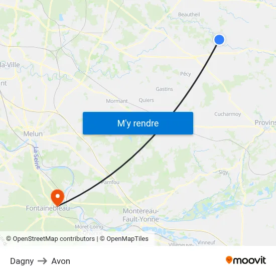 Dagny to Avon map