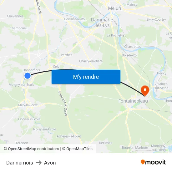 Dannemois to Avon map