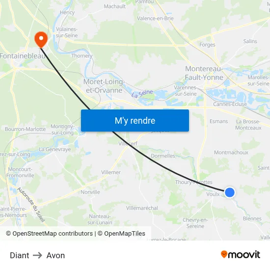 Diant to Avon map