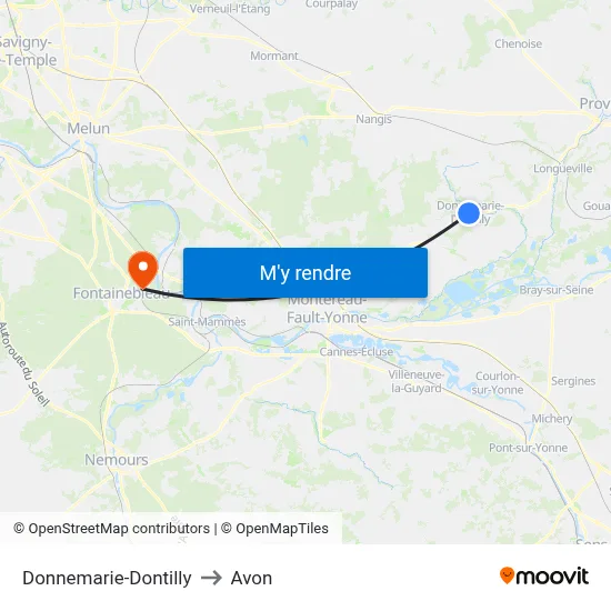 Donnemarie-Dontilly to Avon map